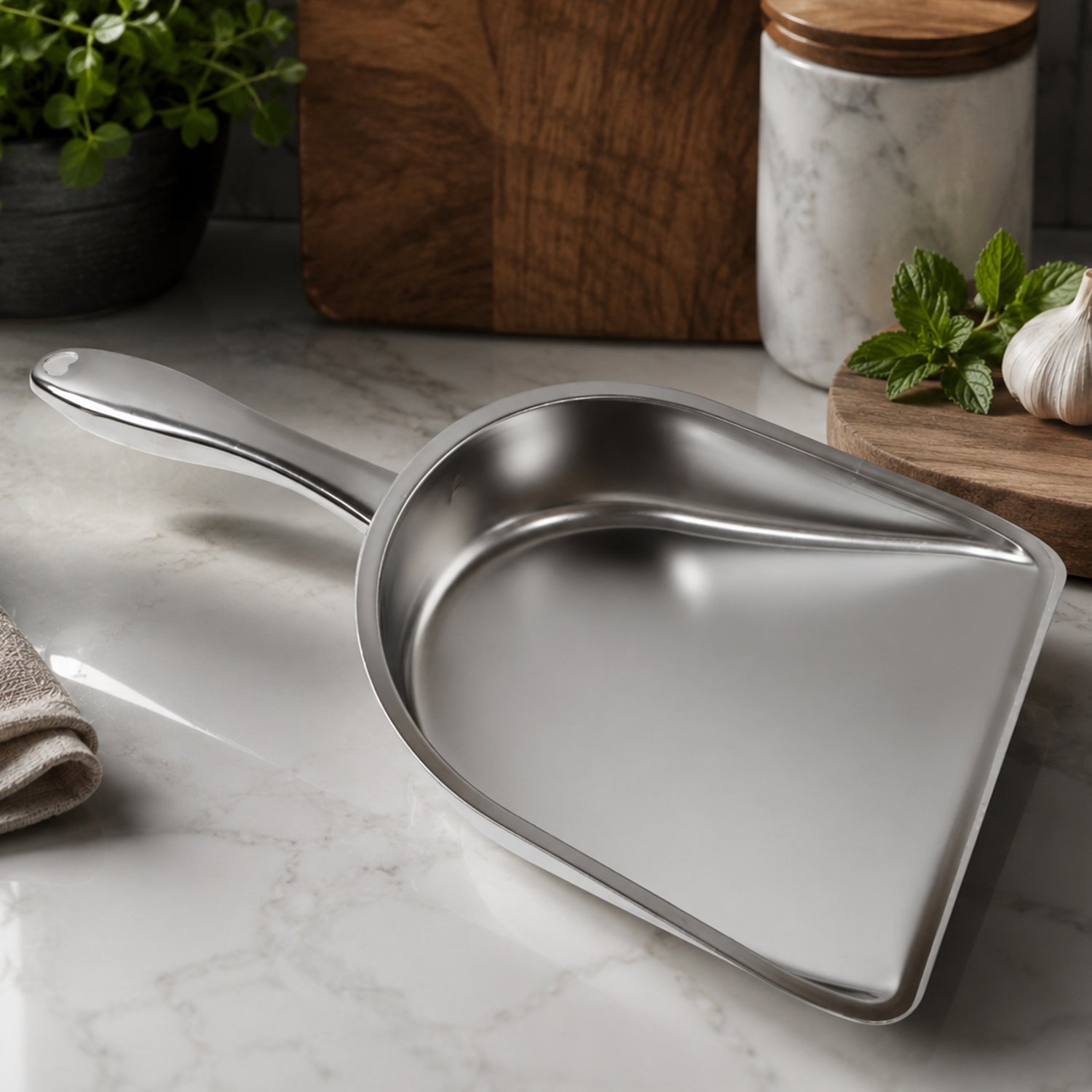 Heavy Duty Metal Dustpan Stainless Steel Dust Pan with Handle (1 Pc)