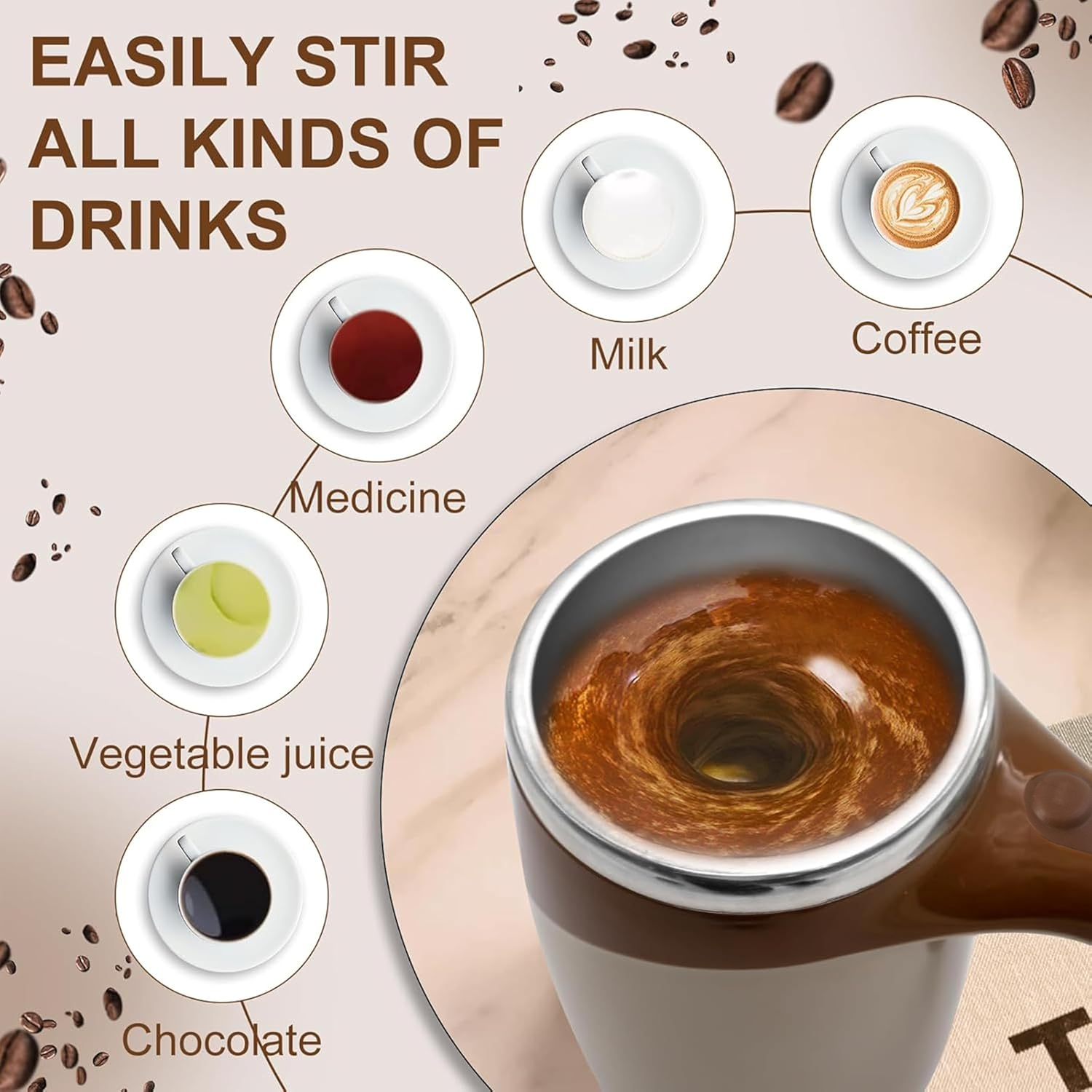 Bottom of self-stirring mug revealing battery compartment
