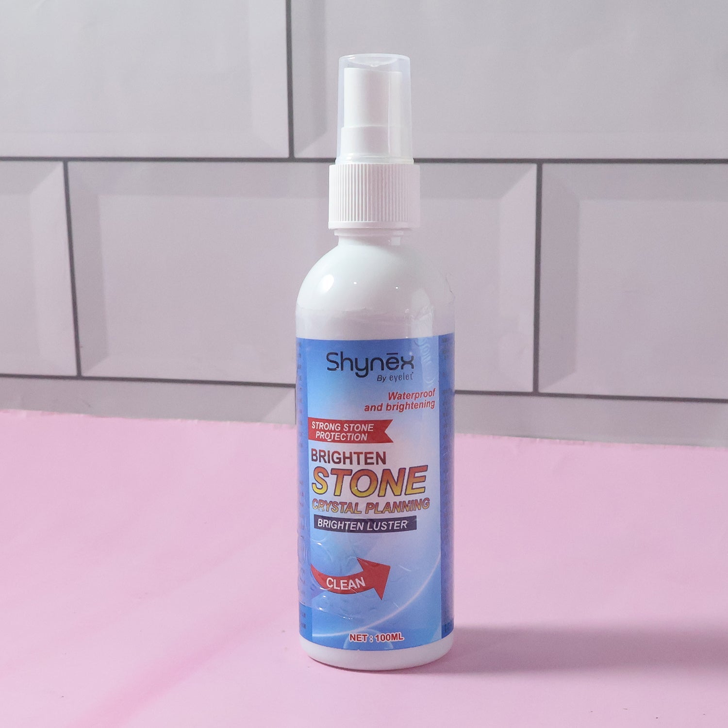 Shiny natural stone after cleaning with stain remover