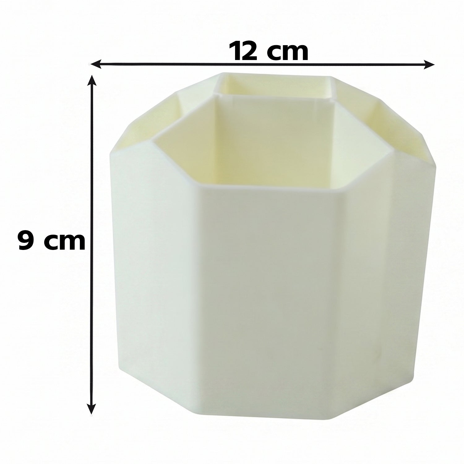 Creative octagonal shape of rotating desk caddy in cream for organized workspace