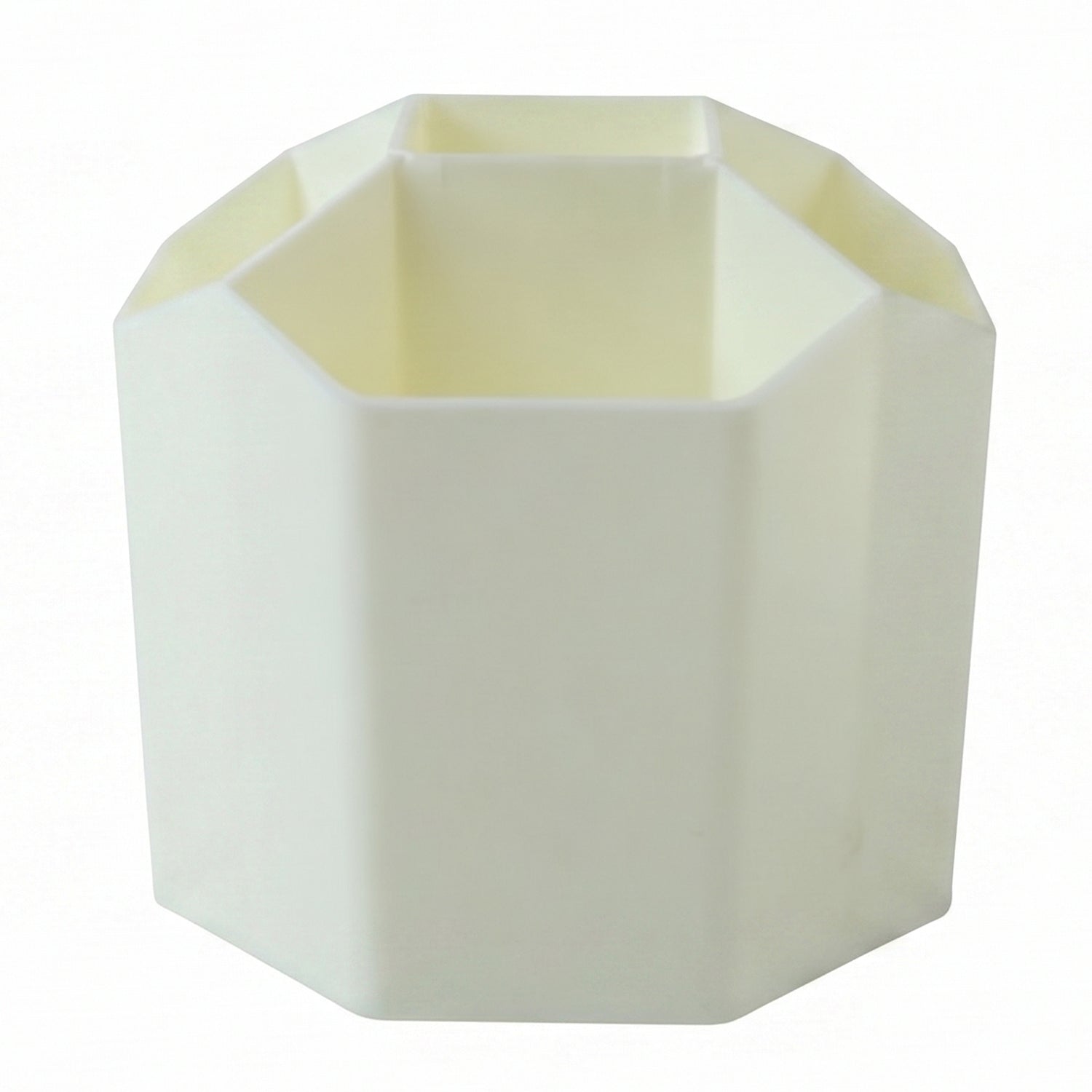Sturdy plastic cream desk organizer with multiple compartments for pens and stationery