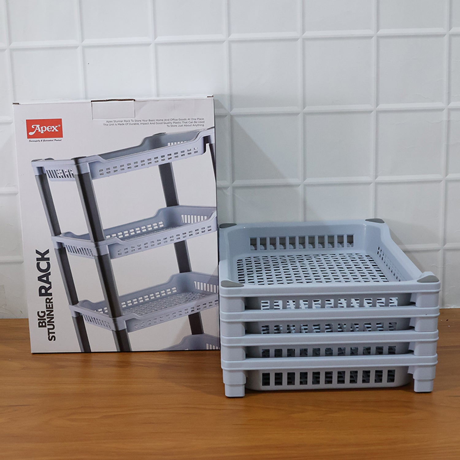 Thin Stackable Plastic Racks Buy Apex 4-Layer Storage Rack with Durable Plastic Build ...