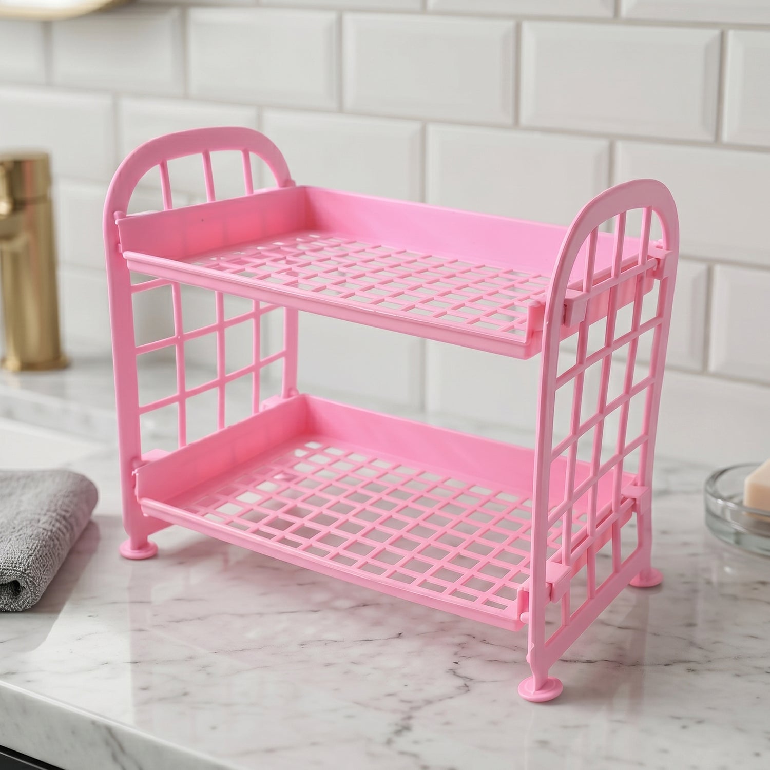 Space saving plastic storage shelf