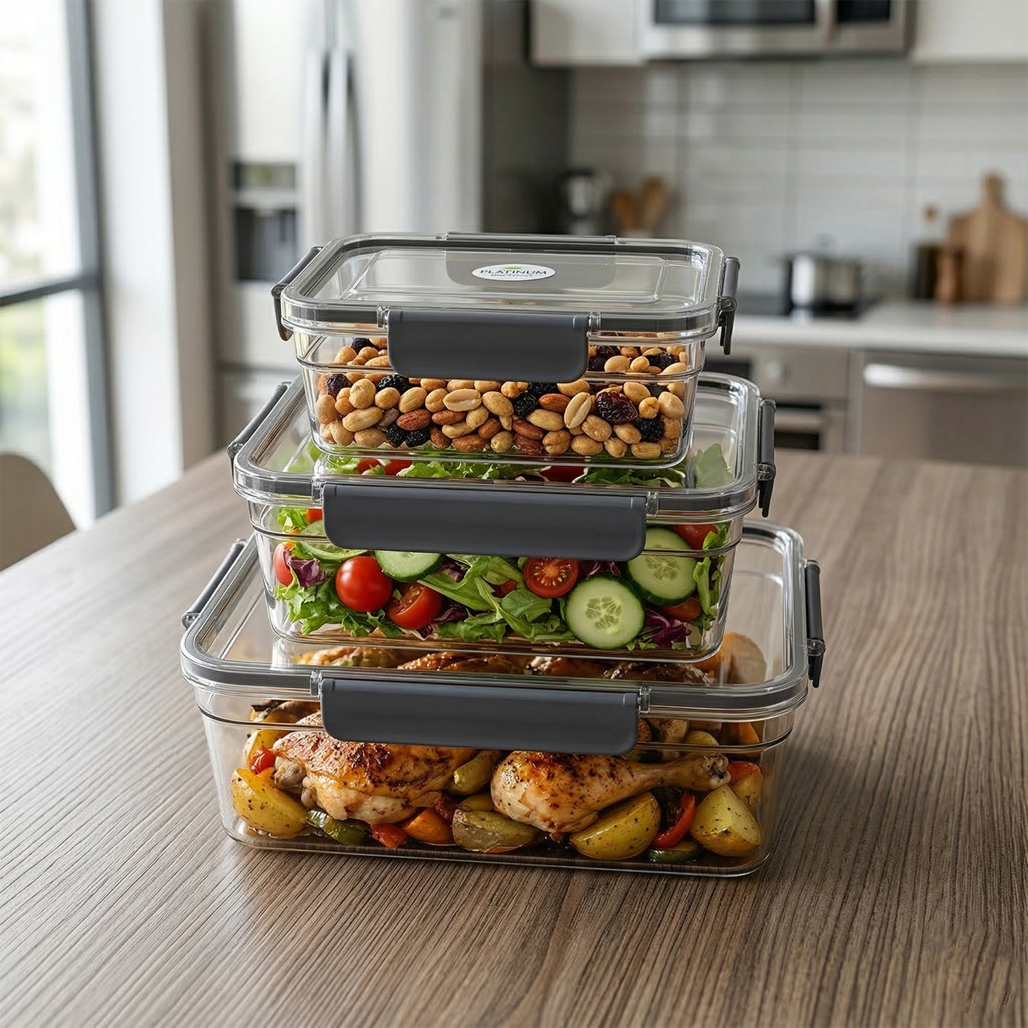 Plastic Airtight Food Storage Container Set(3 Pc, 750 ML, 1500 ML, 280 ...