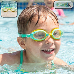 kids dual color swimming goggles clear vision comfortable fit