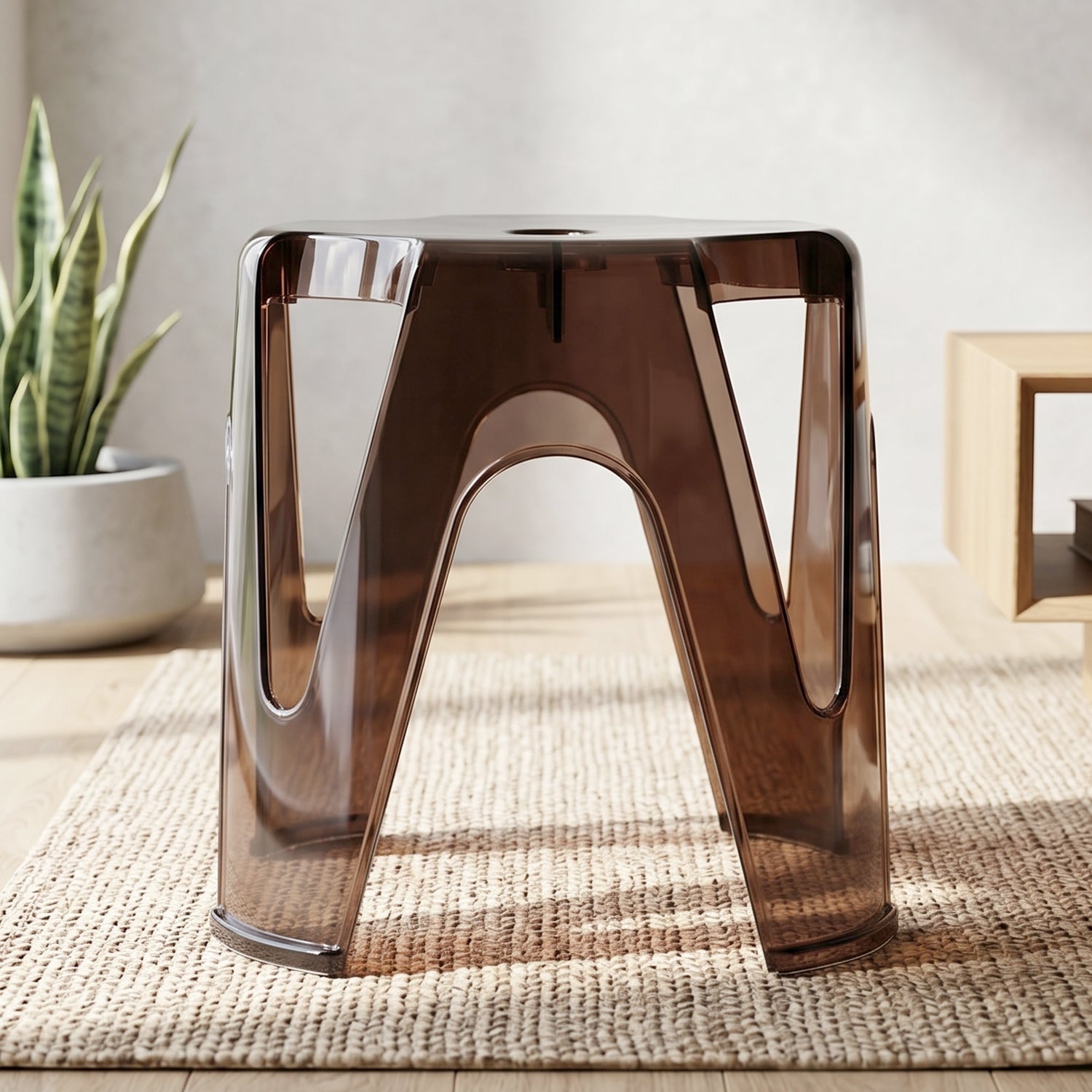 Transparent Plastic Sitting Stool 28x26cm Strong Indoor Outdoor Seat (4 Pc Set)