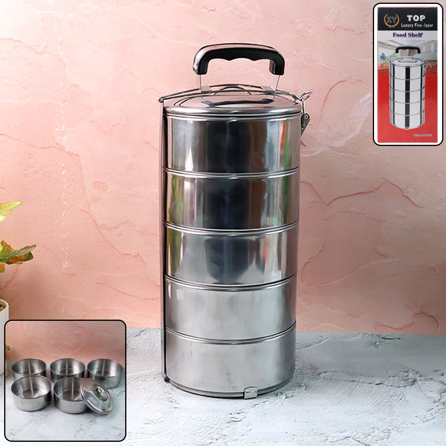 Lunch box lid and container stack