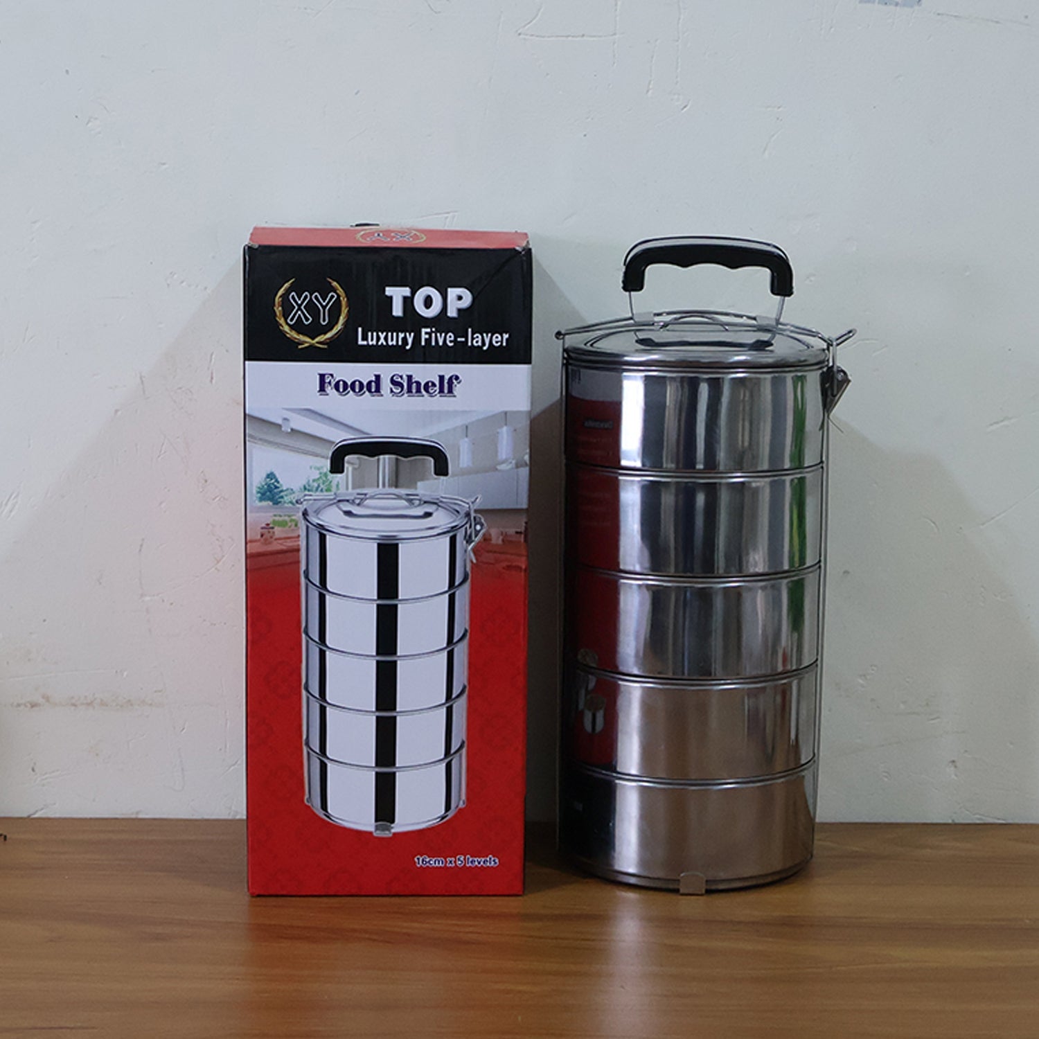 Stainless steel lunch box with food compartments