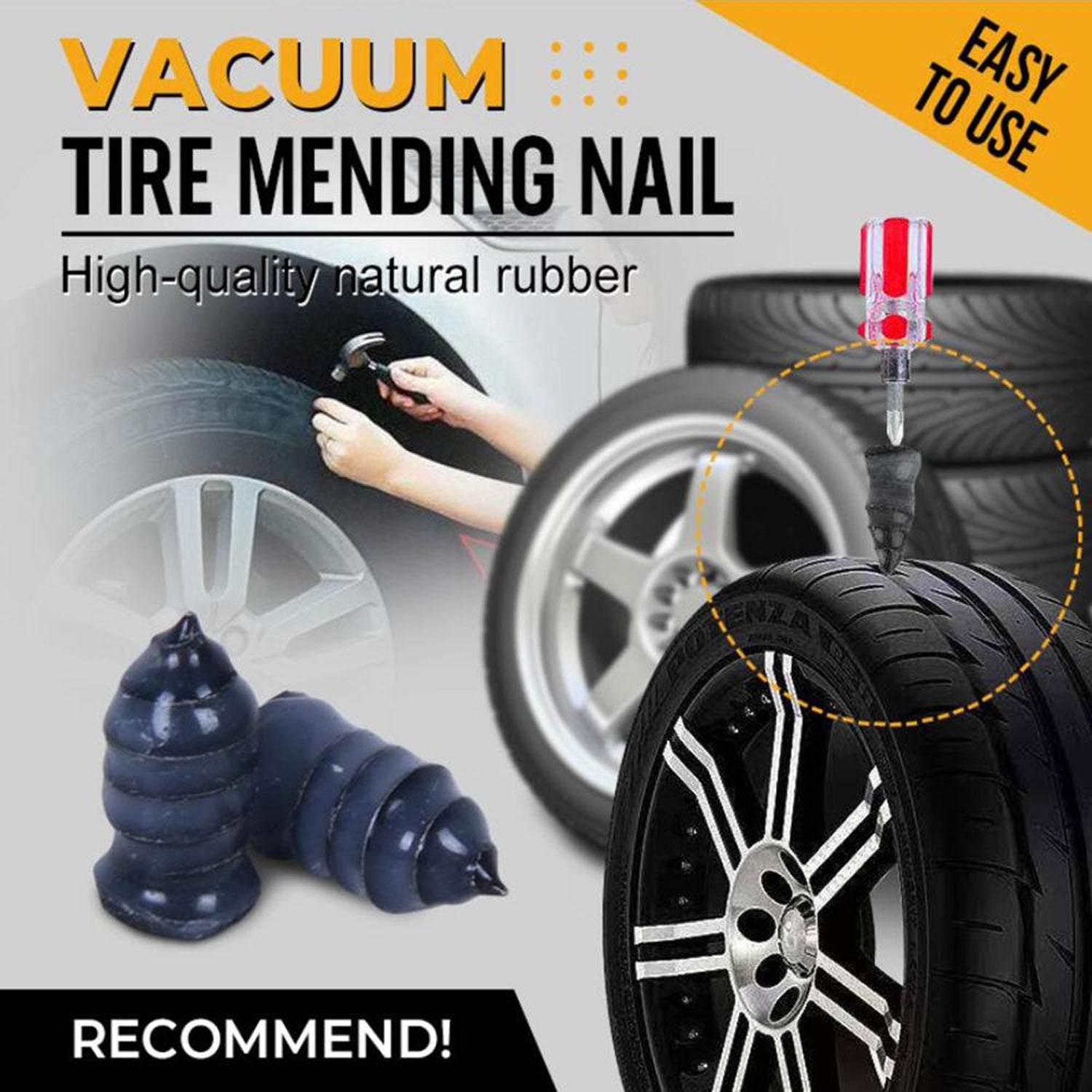 Premium Tubeless Tire Repair Rubber Plug 1 Pc