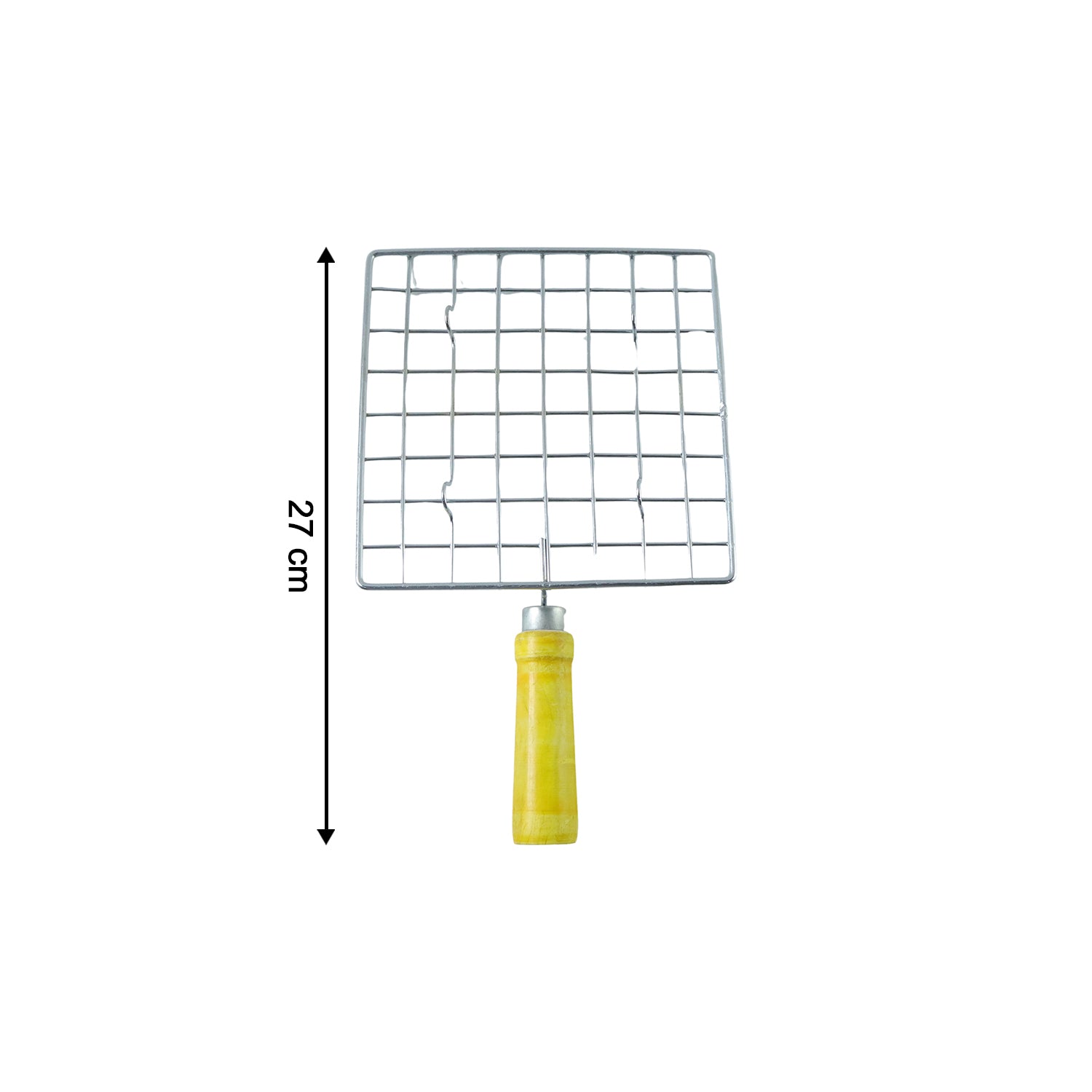 Kitchen Square Stainless Steel Roaster Jali, Barbecue Grill with Wooden Handle