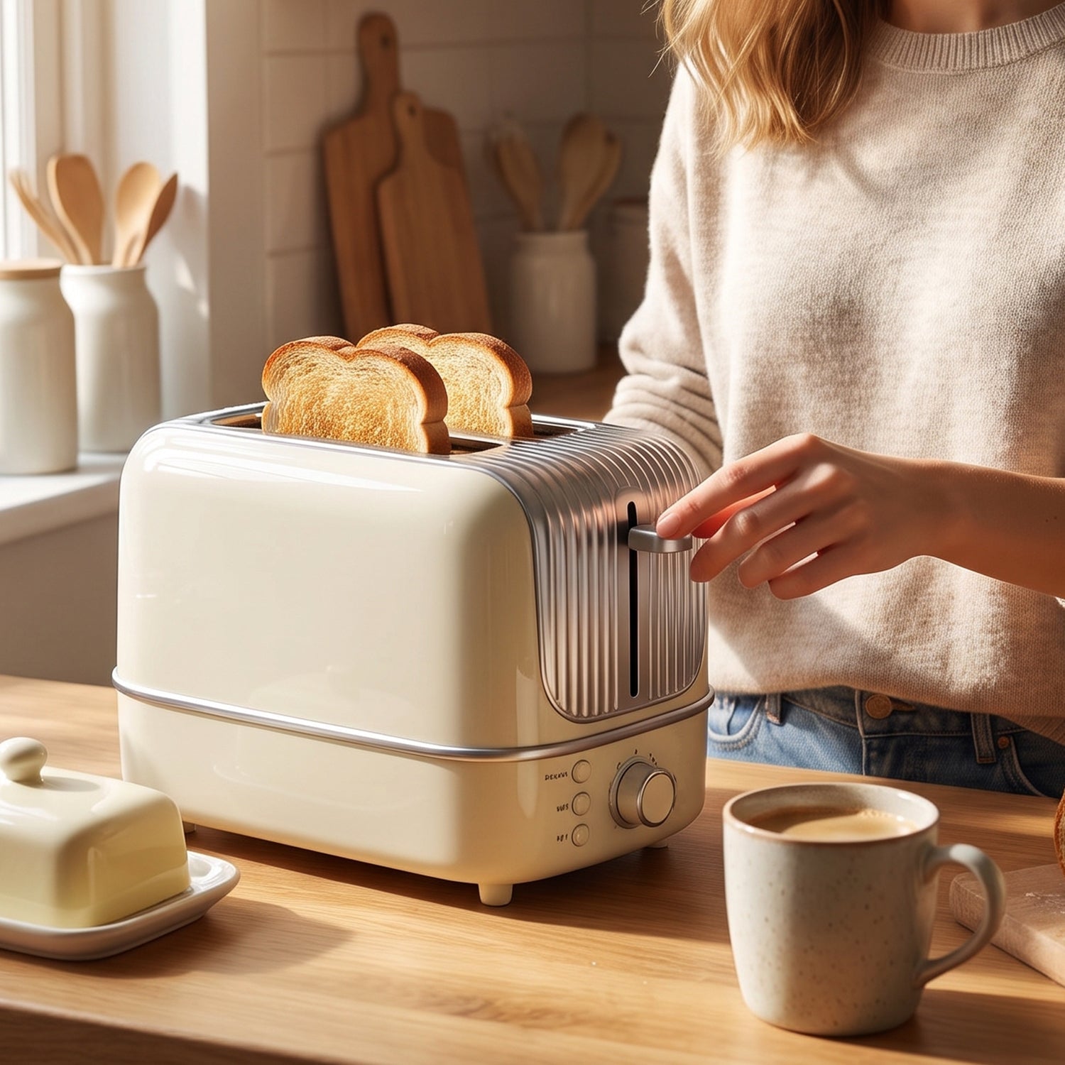 800W 2 Slice Pop Up Bread Toaster with Browning Control for Kitchen (1 Pc)