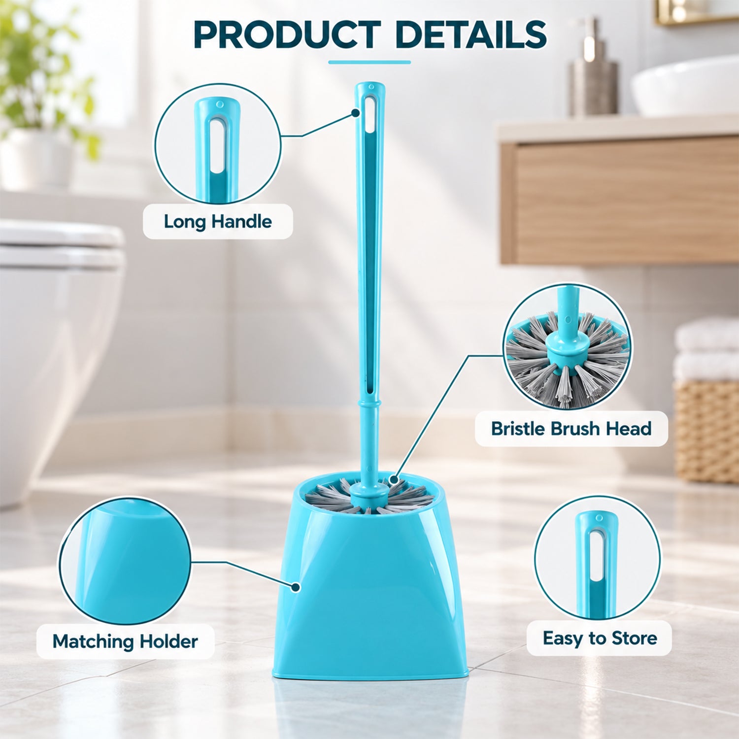 Toilet Cleaning Brush with Potted Holder â€“ Easy & Hygienic