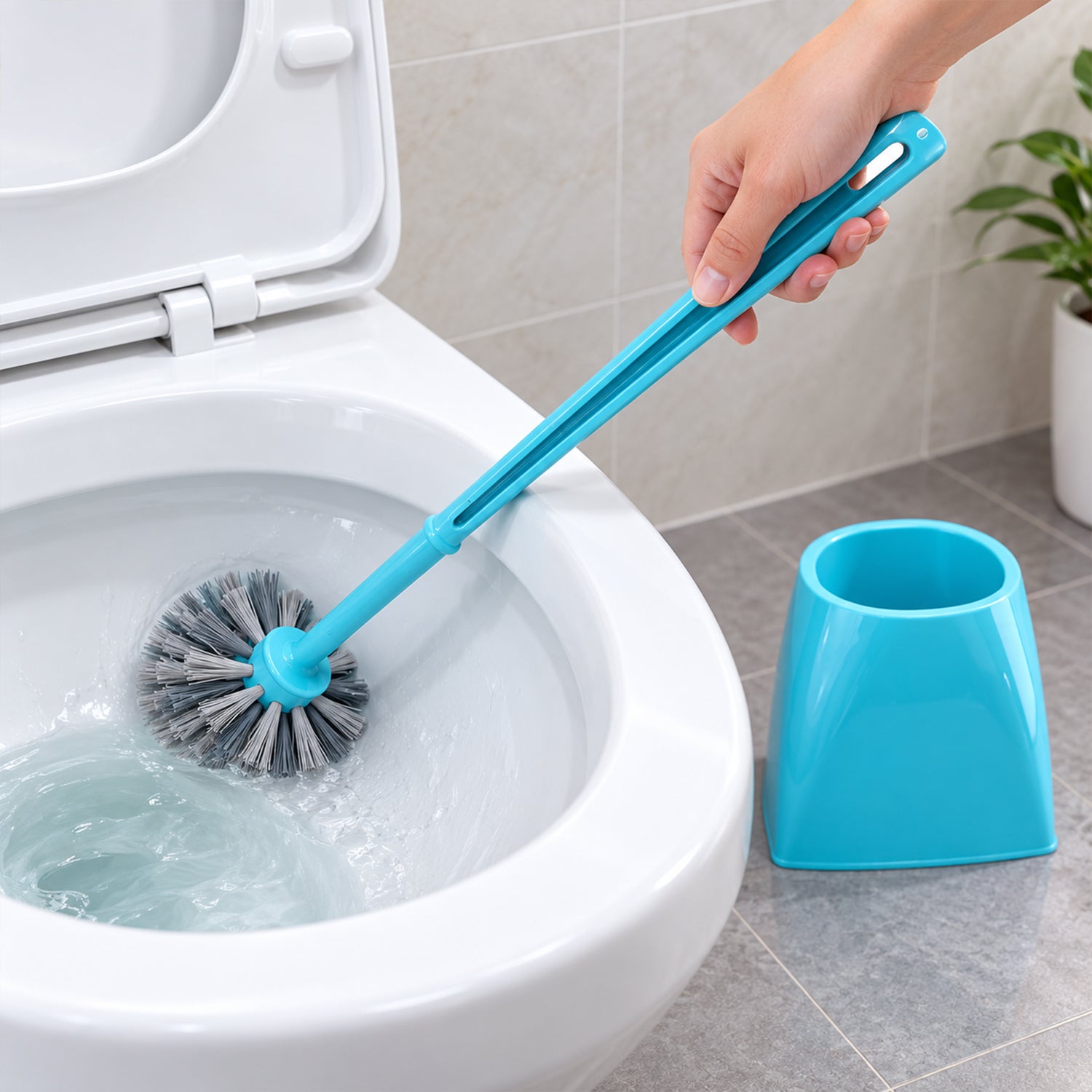 Toilet Cleaning Brush with Potted Holder â€“ Easy & Hygienic