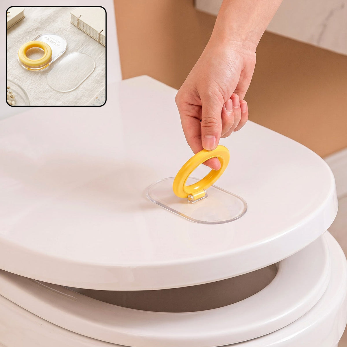 Plastic toilet seat lifter handle for hygienic lid opening