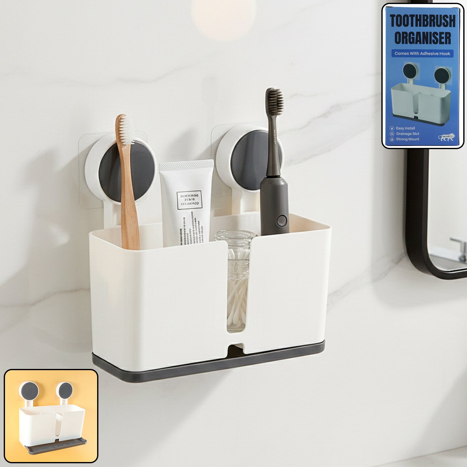 Wall Mounted Toothbrush Holder - front view