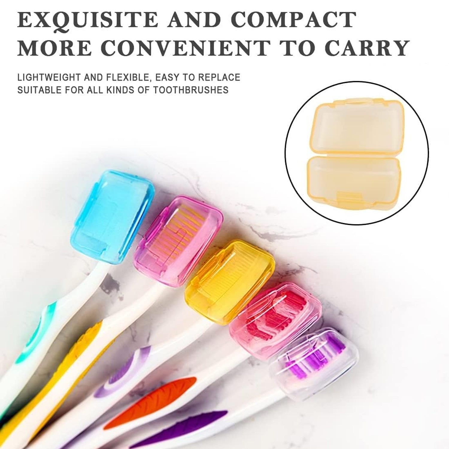 Toothbrush Head Cover Caps Set Travel Protective Hygiene Case (5 Pc Set)