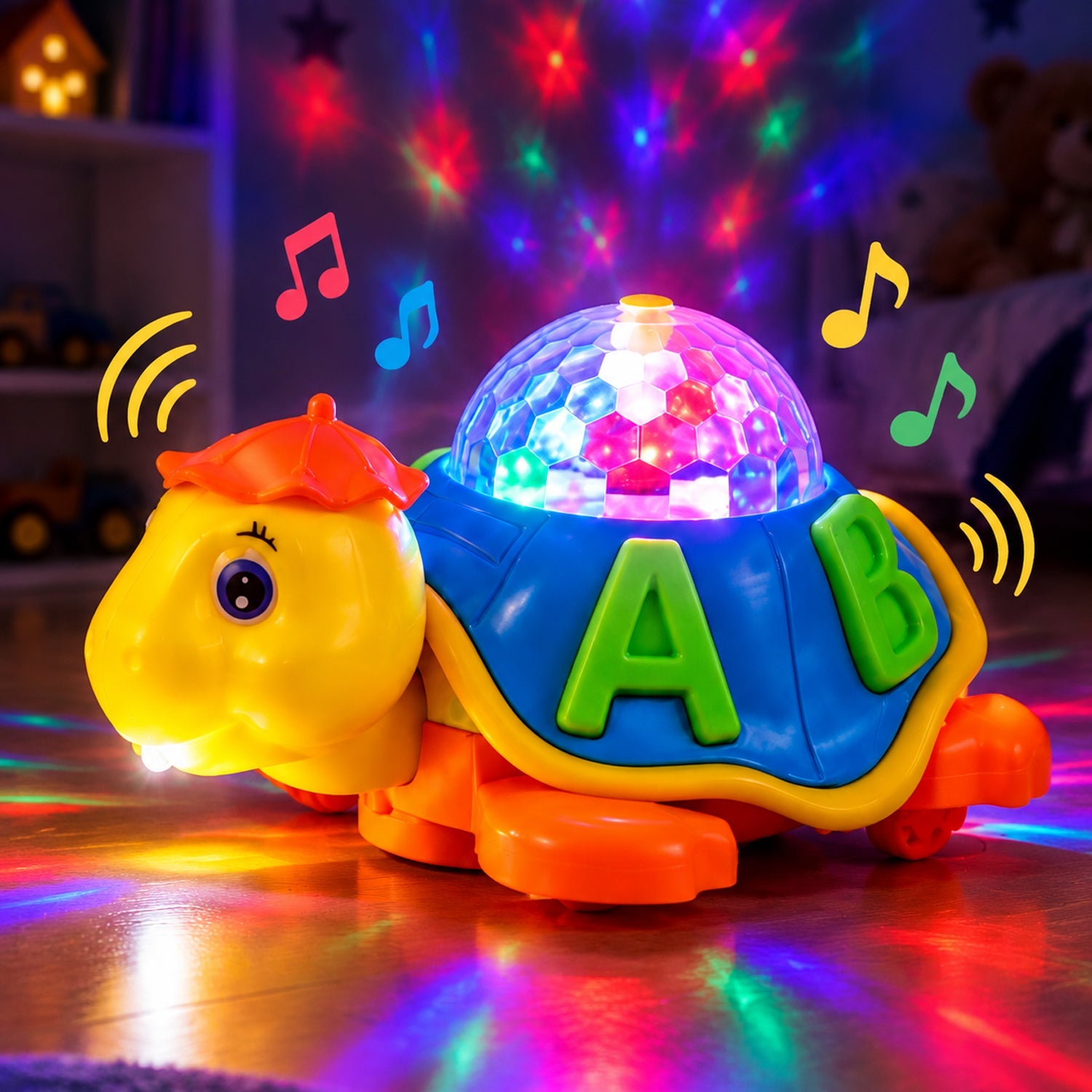 Musical tortoise toy 3D LED light projector