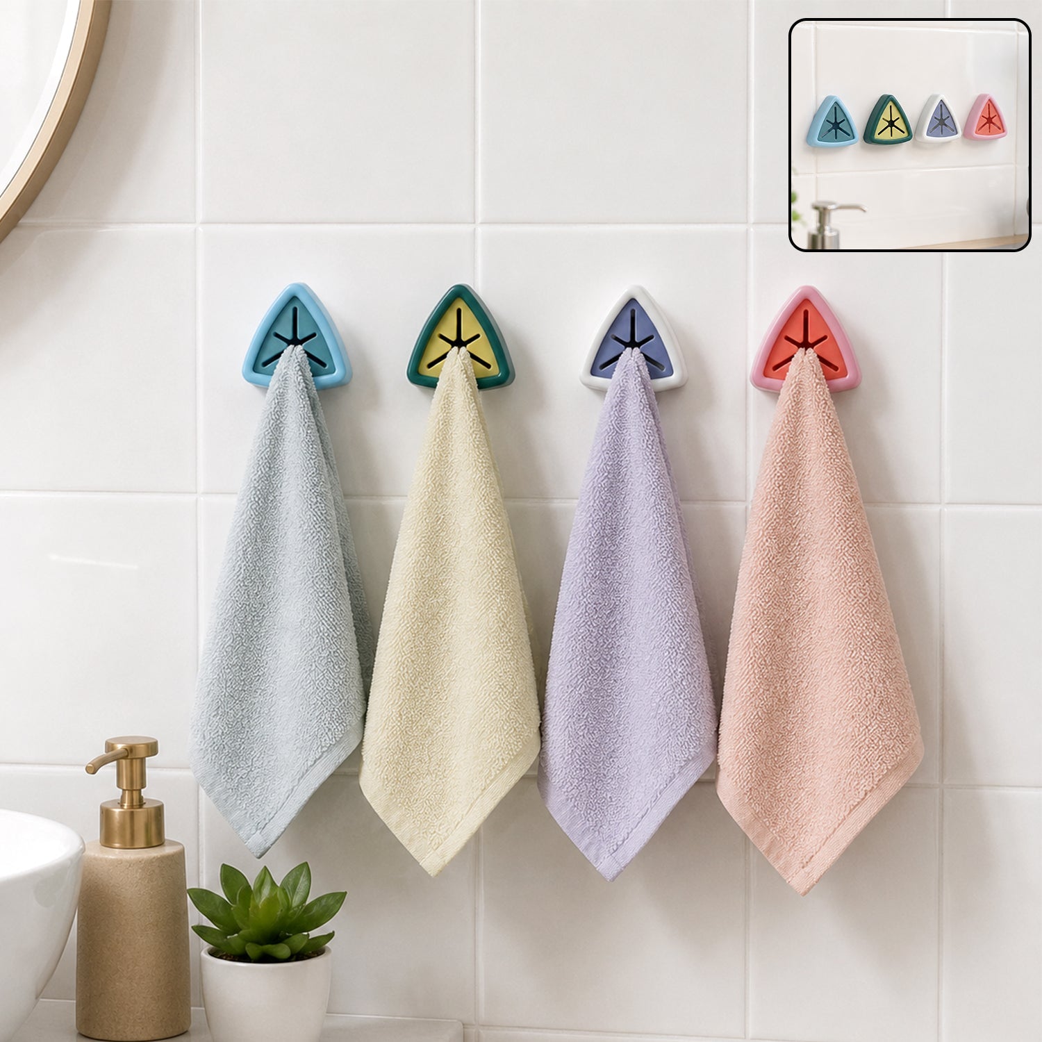 Four piece push grip towel holder set
