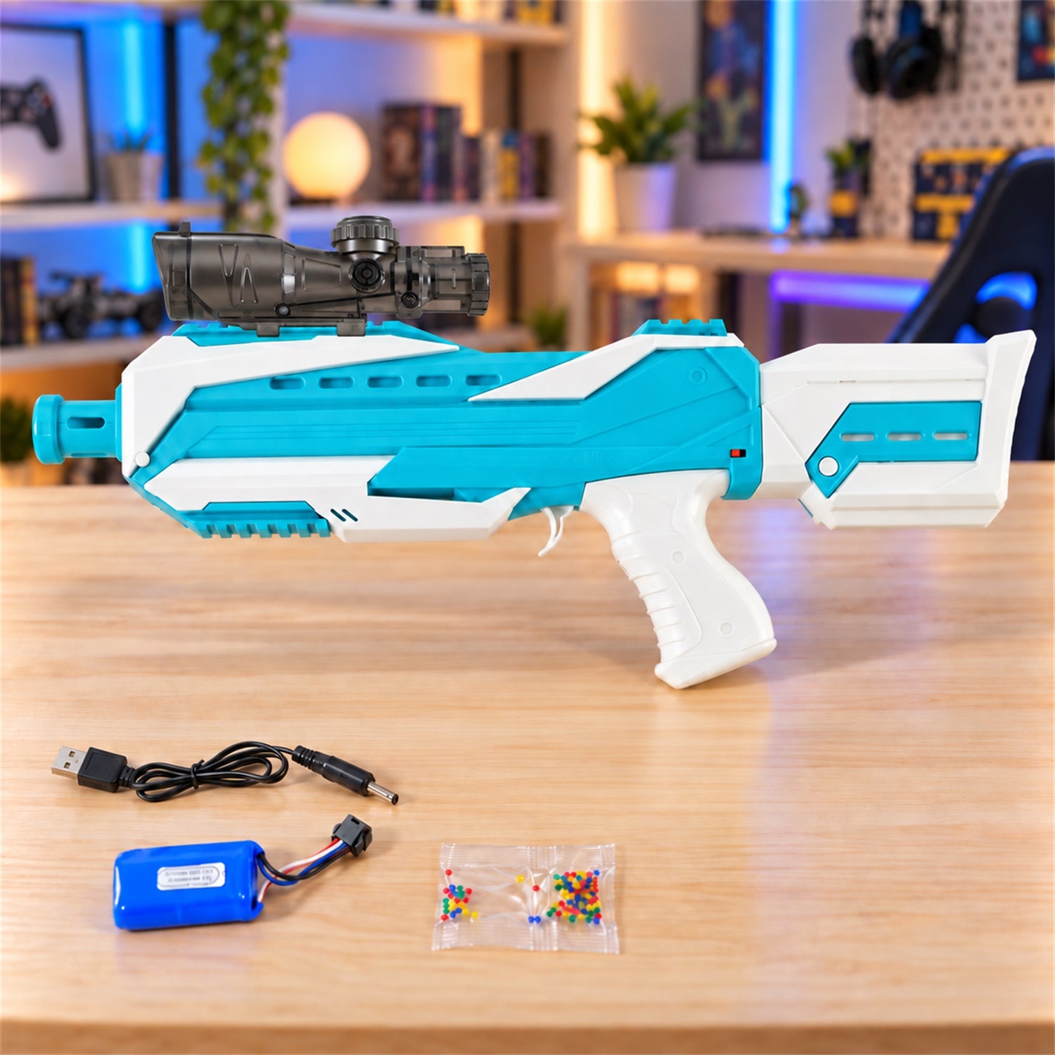 Electric Toy Gel Blaster with Battery Pack USB Cable and Gel Bead Pack (1 Set)