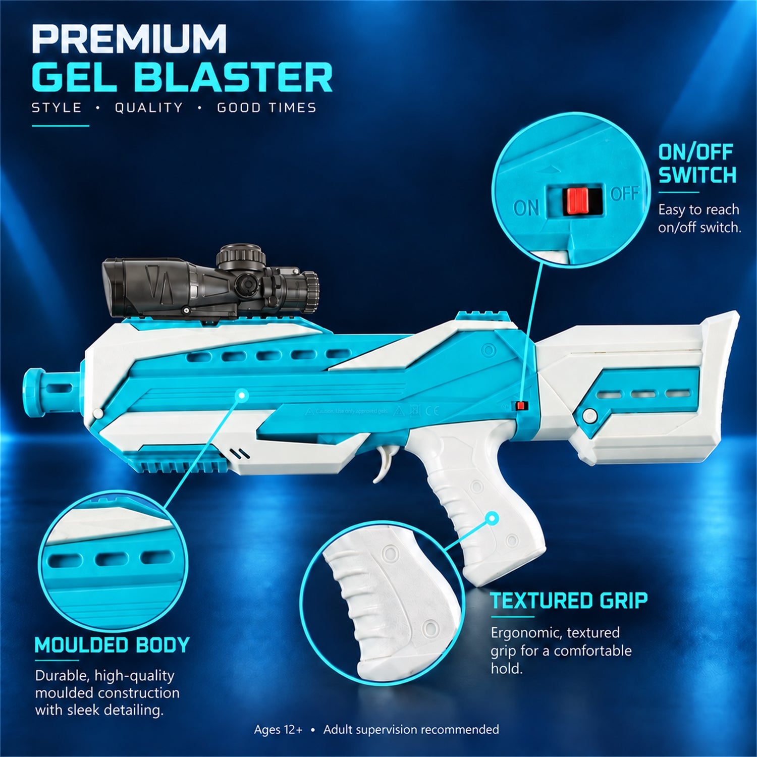 Electric Toy Gel Blaster with Battery Pack USB Cable and Gel Bead Pack (1 Set)