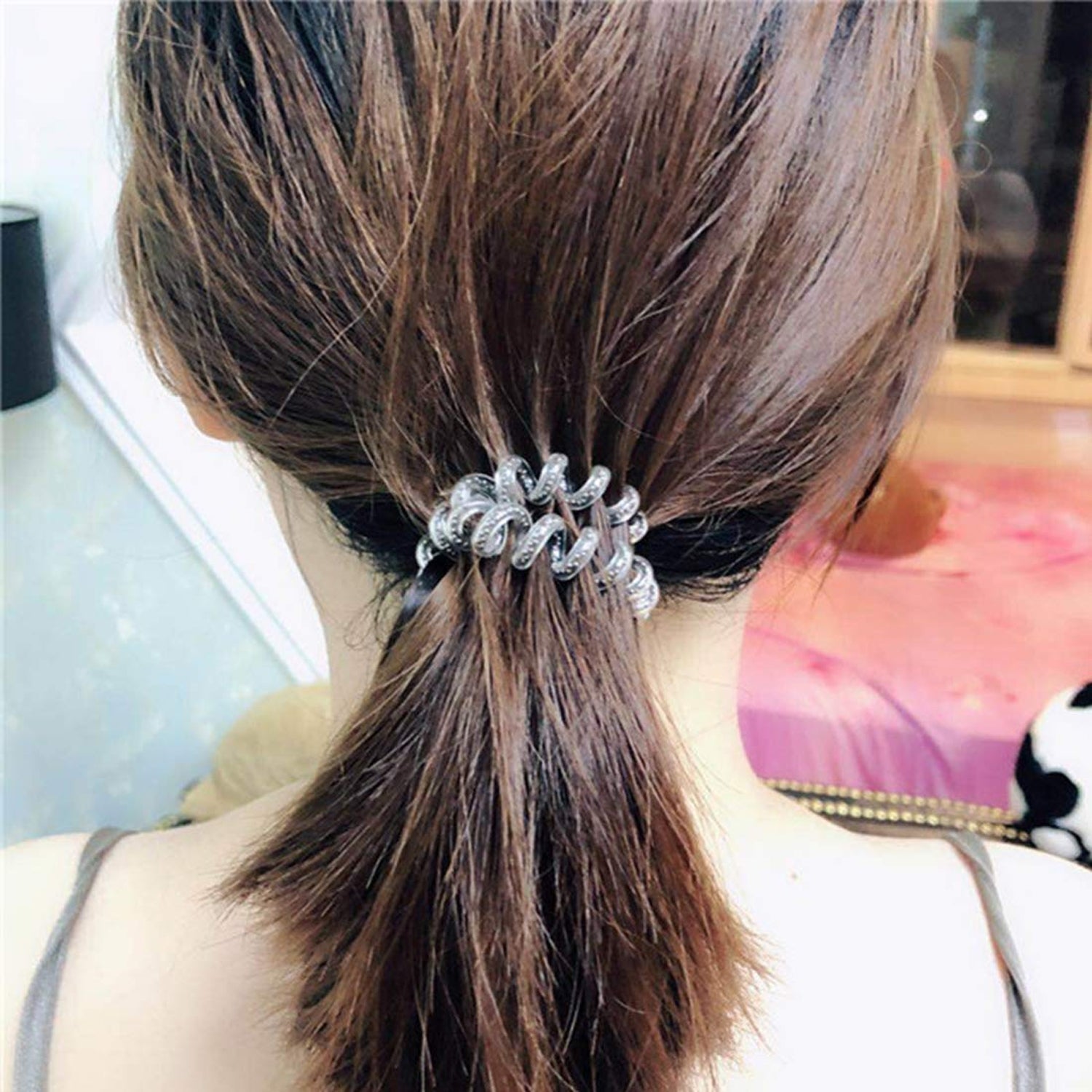 Transparent Spiral Coil Hair Band With Case 3 Pc Set