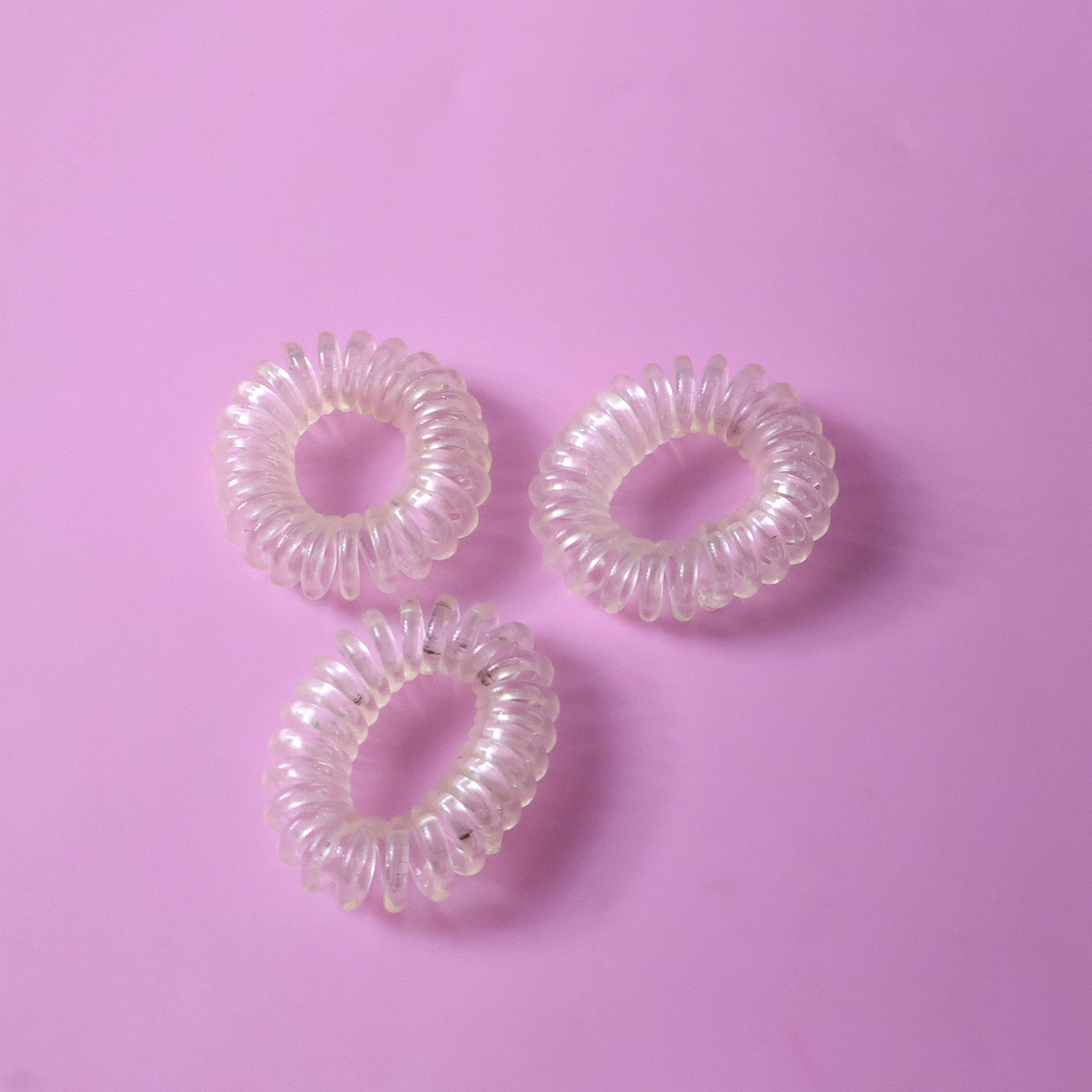 Transparent Spiral Coil Hair Band With Case 3 Pc Set