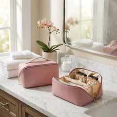 Portable Multi-Compartment Makeup & Toiletry Organizer Pouch (1 Pc)