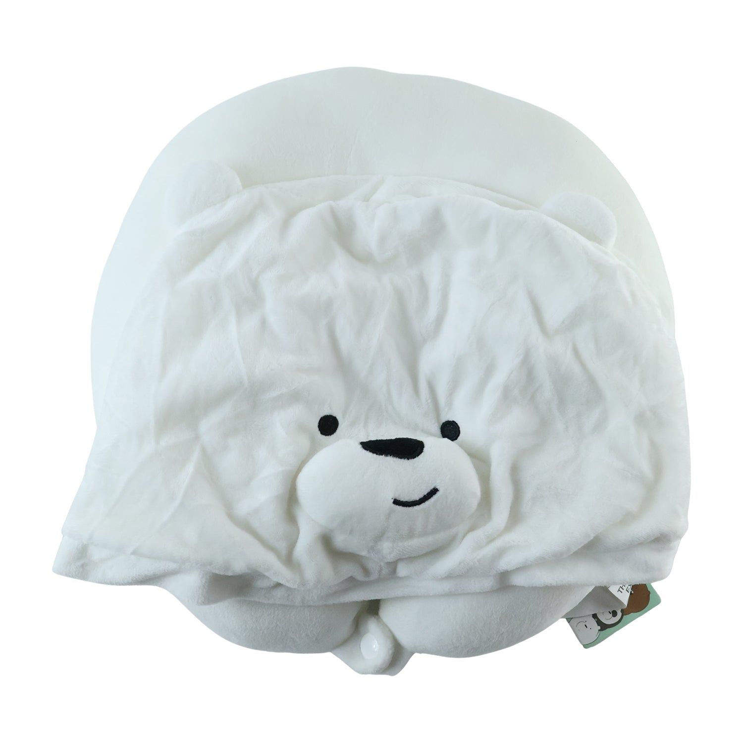 U Shaped Hooded Neck Pillow White Bear Travel Pillow with Hood Cap (1 Pc)