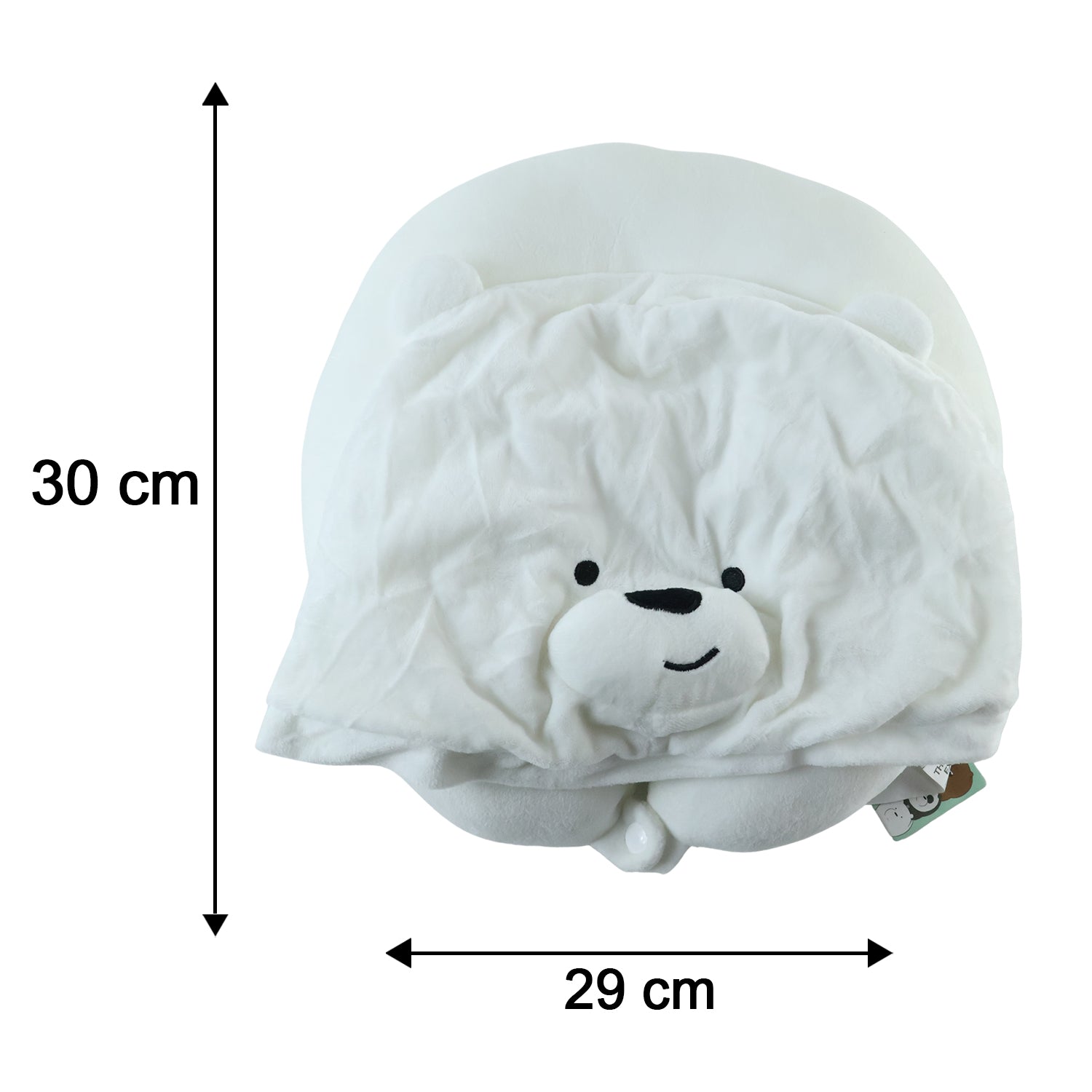 U Shaped Hooded Neck Pillow White Bear Travel Pillow with Hood Cap (1 Pc)