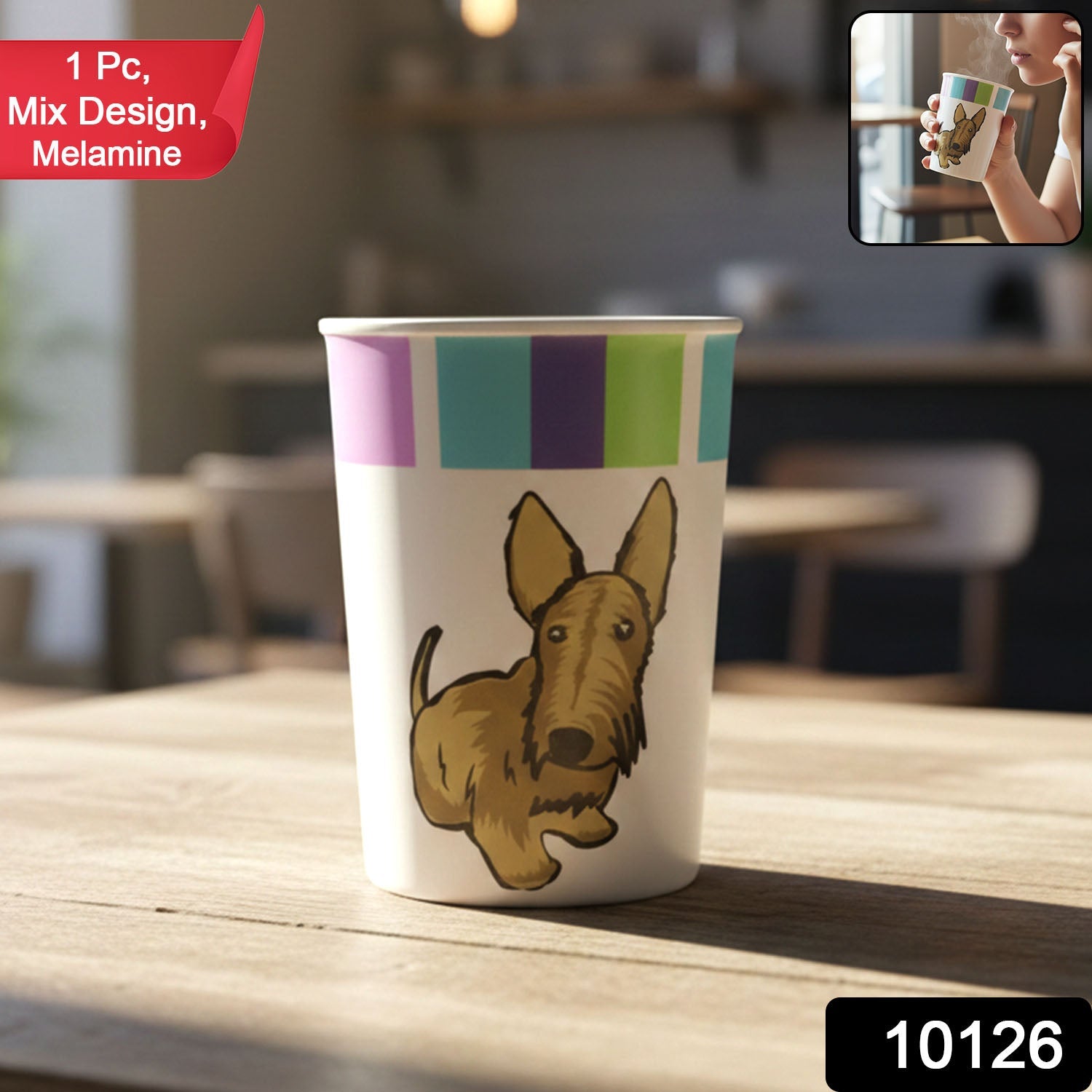 Kids Melamine glass with cartoon design side view