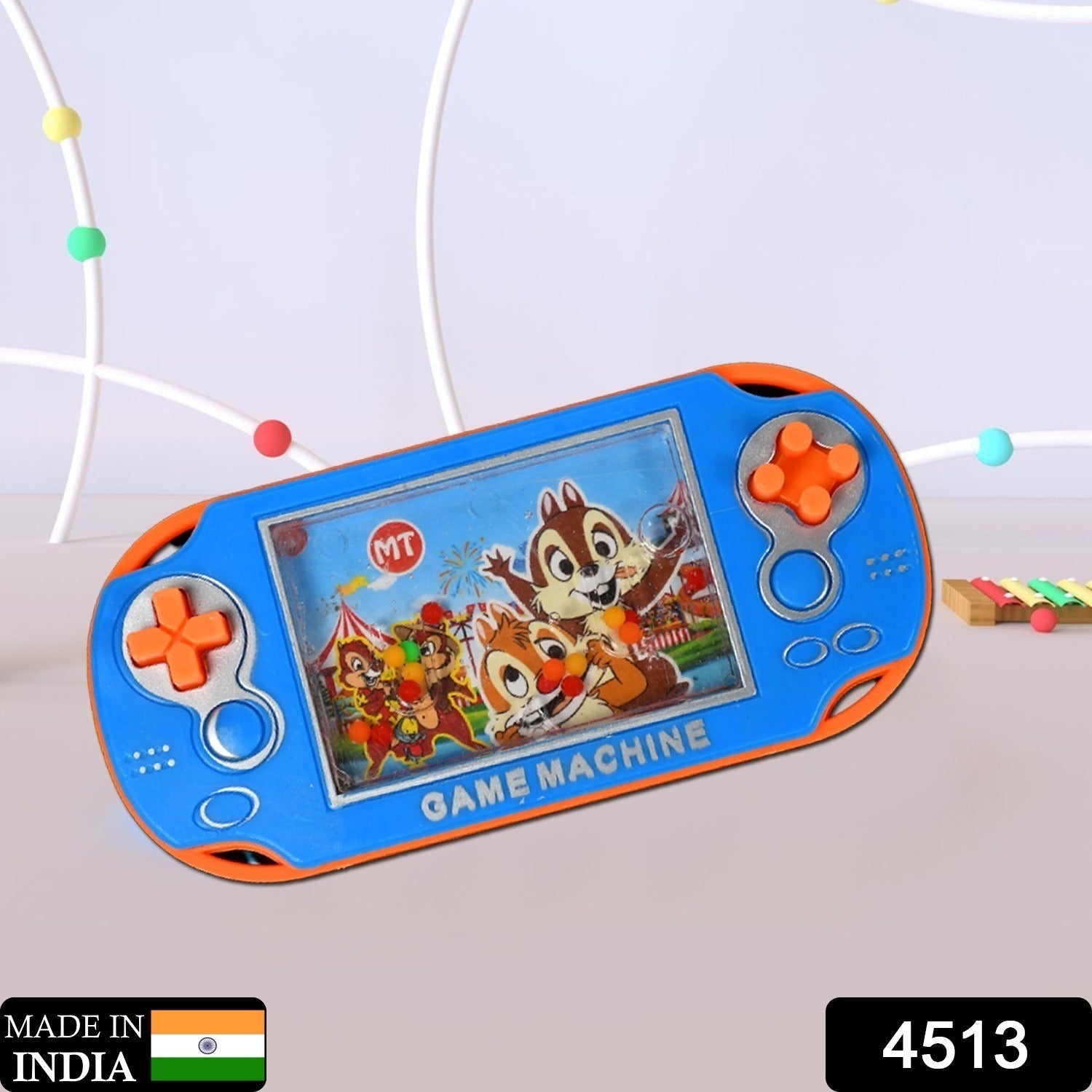 Close-up of handheld water game squeeze buttons