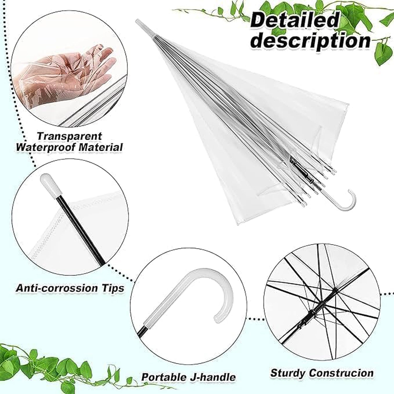 Side view of transparent dome umbrella