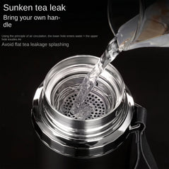 Double wall insulated bottle with cup lid for travel and gym