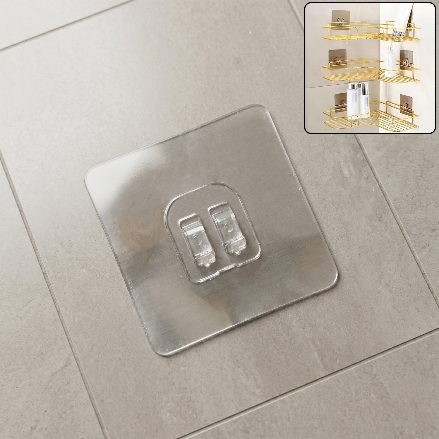 Heavy Duty Transparent Adhesive Wall Hook on a smooth wall