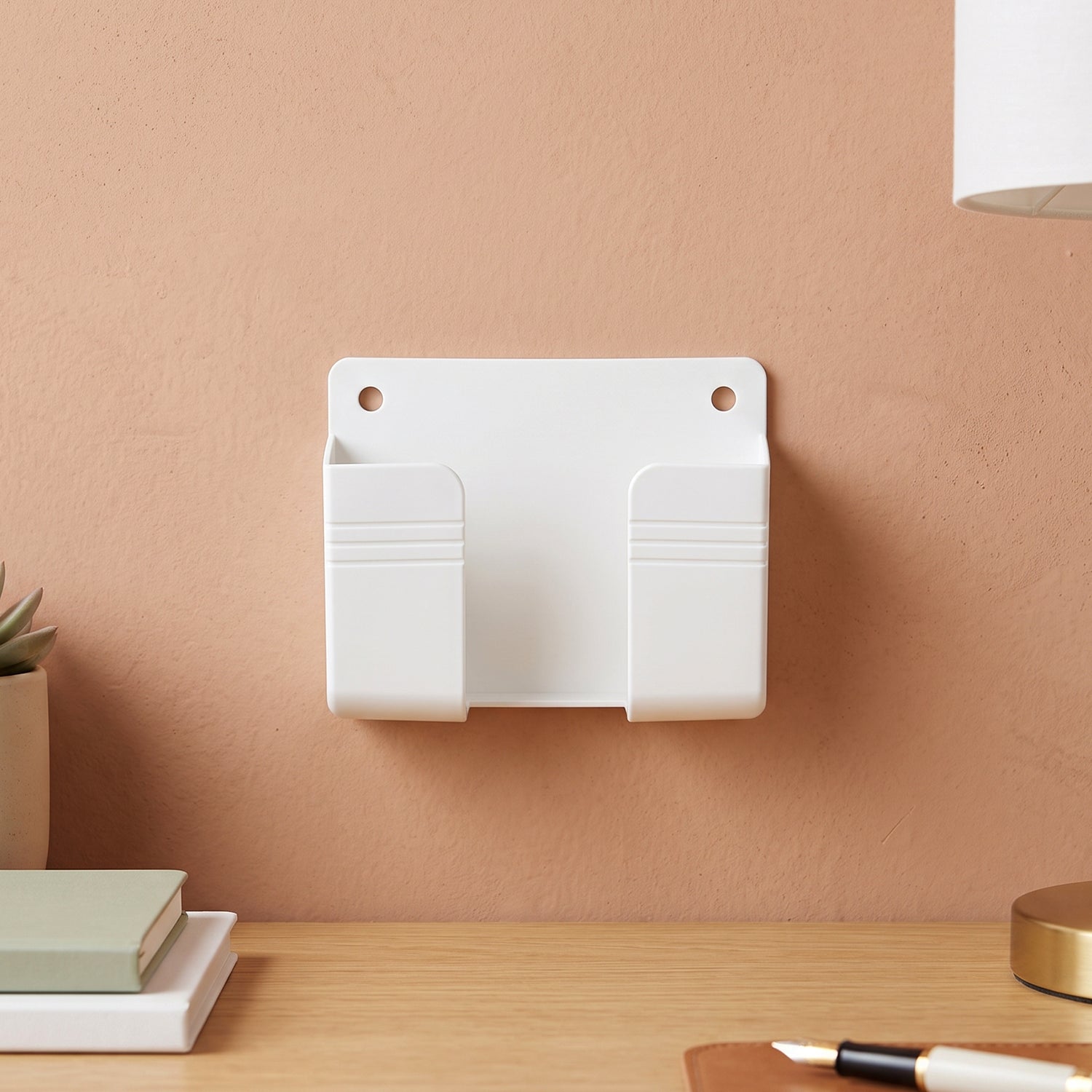 Self Adhesive Wall Mounted Mobile Phone Holder Stand with Charging Slot (1 Pc)