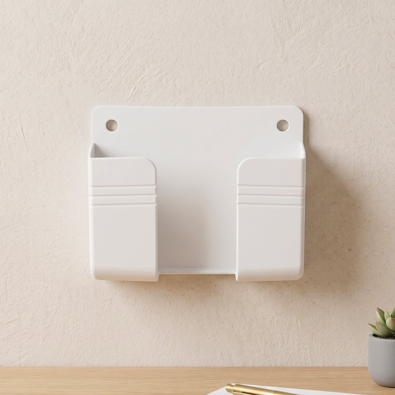 Self Adhesive Wall Mounted Mobile Phone Holder Stand with Charging Slot (1 Pc)