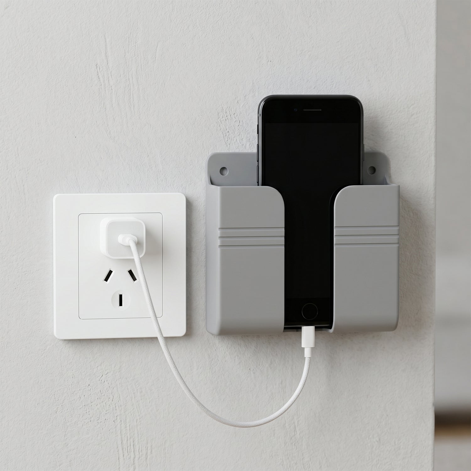 Wall-mounted holder with multiple devices stored inside