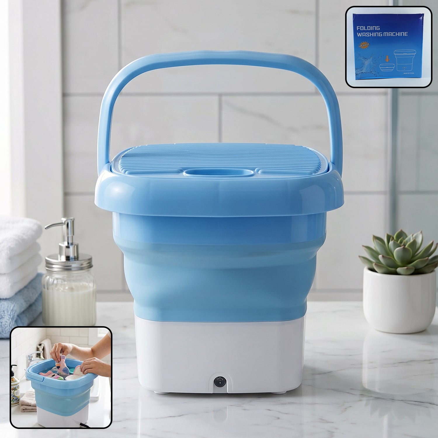 Mini portable folding washing machine front view