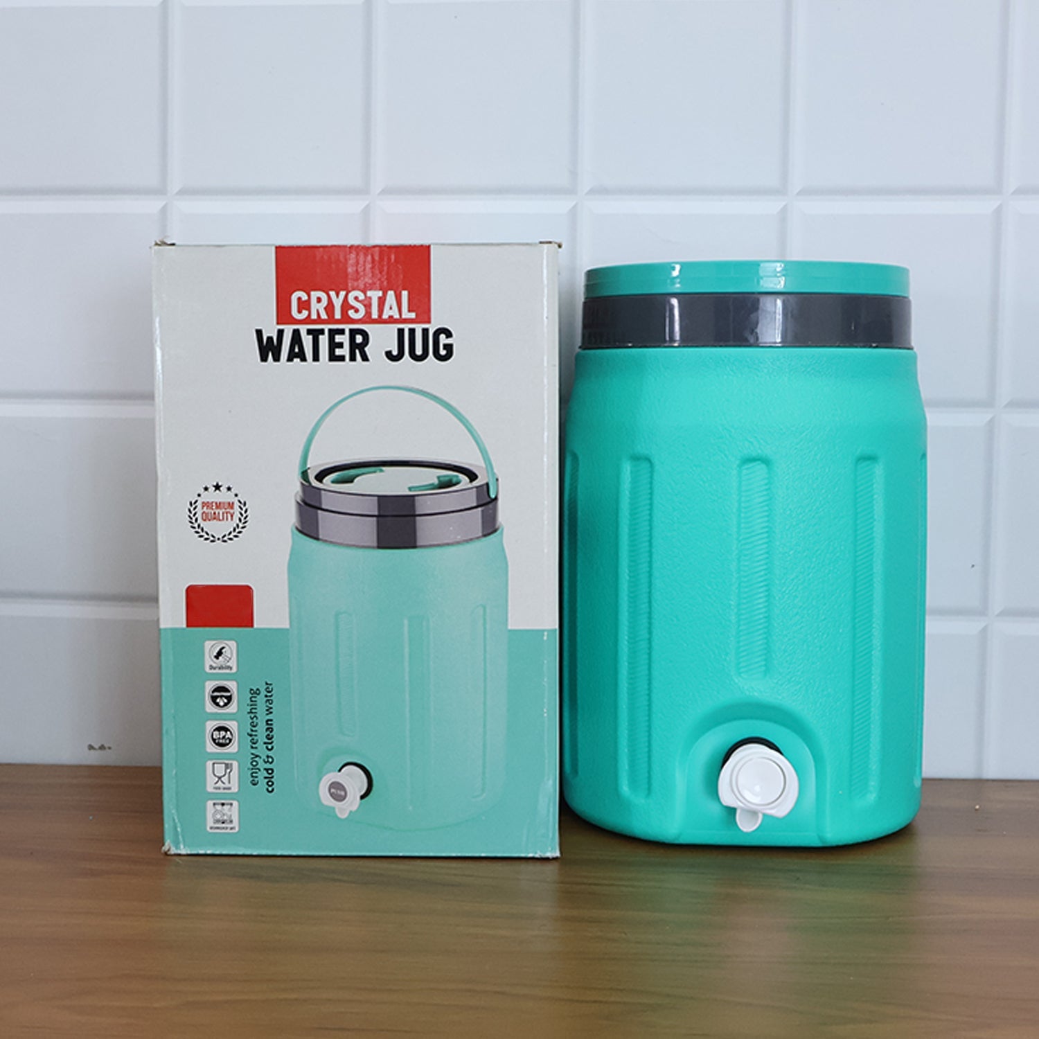 Water jug outdoor usage showing portability