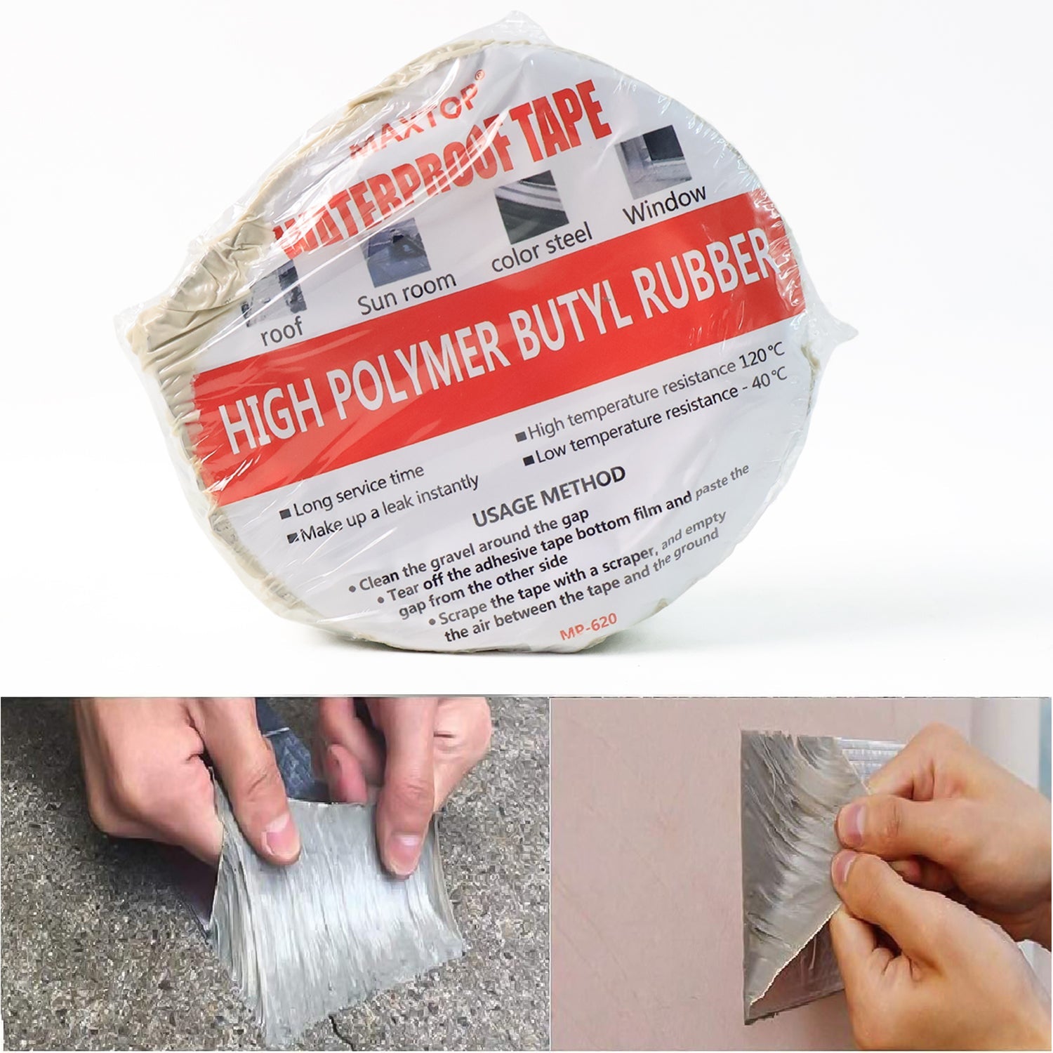 Flexible butyl rubber waterproof tape protecting roof and pipe joints