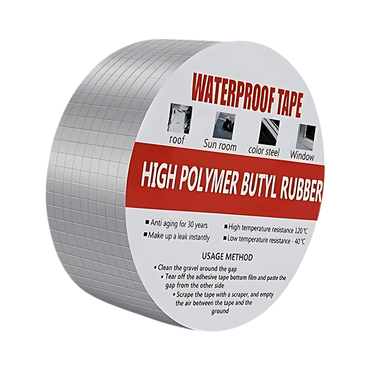 Close-up of rubber waterproof B-Grade tape texture and adhesion