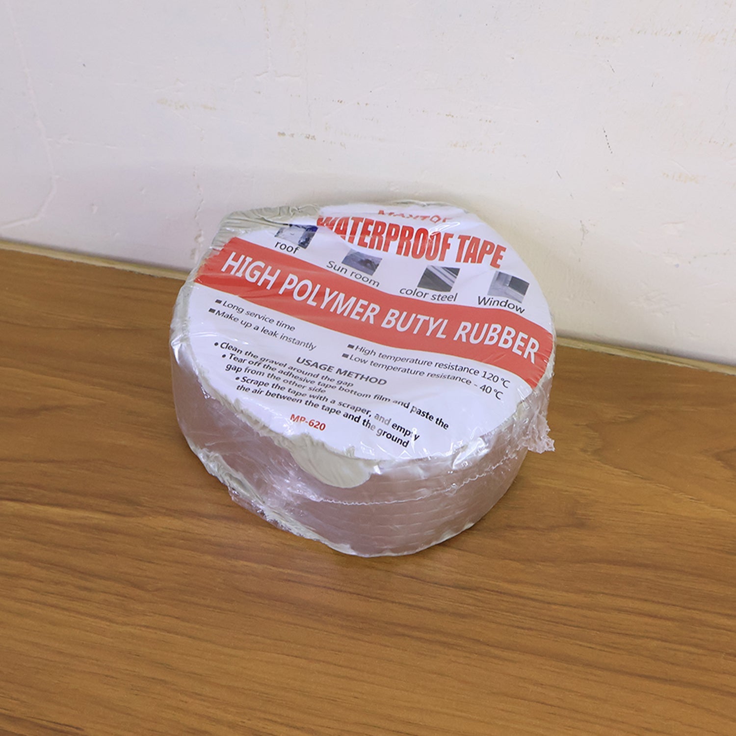 High Polymer Butyl Rubber Waterproof Tape roll showing width and foil backing
