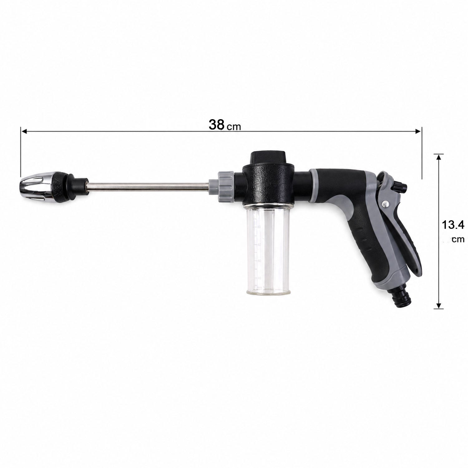 Garden and car cleaning foam spray gun with high pressure jet