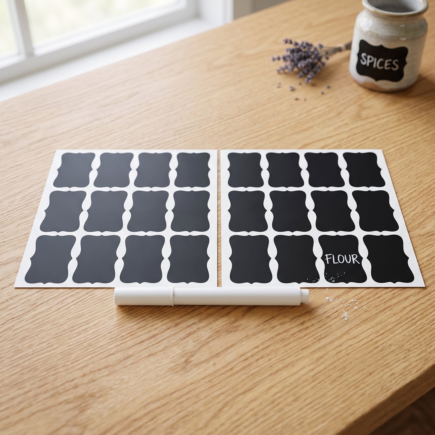 Fancy Shape Chalkboard Sticker Labels with Marker Pen, Jar Labels (1 Set)