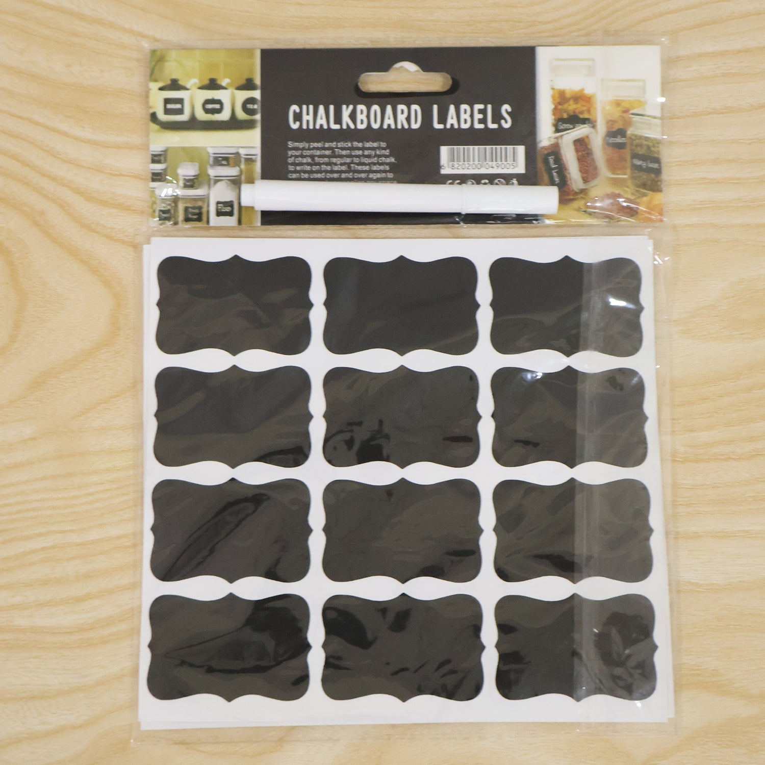 Fancy Shape Chalkboard Sticker Labels with Marker Pen, Jar Labels (1 Set)