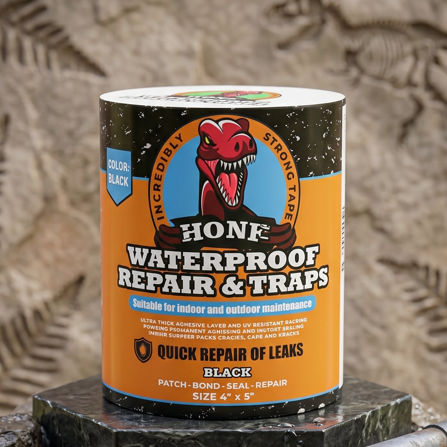 Waterproof black tape used for outdoor repair jobs.