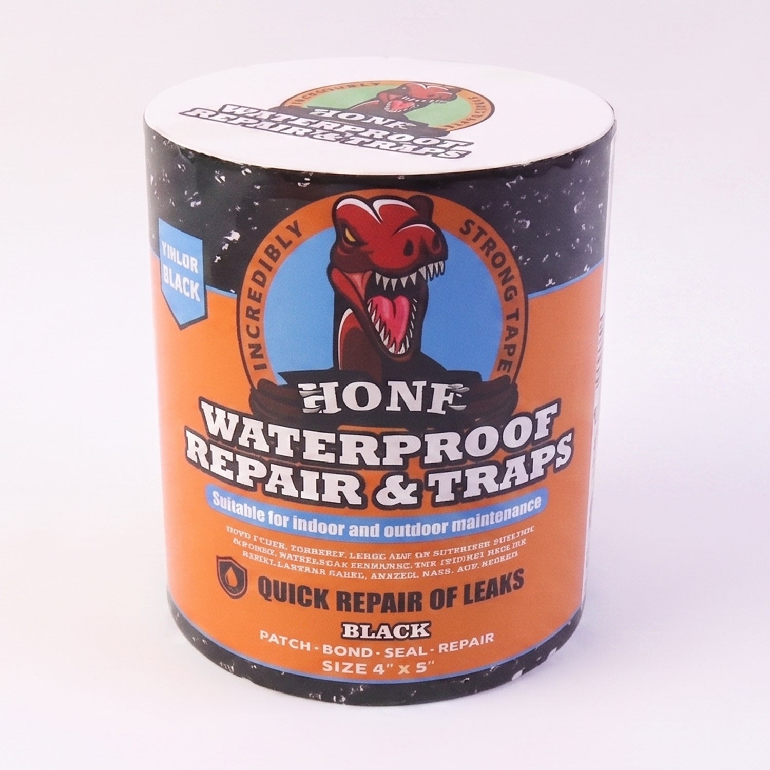 Applications of waterproof repair tape on various surfaces including tanks and hoses.