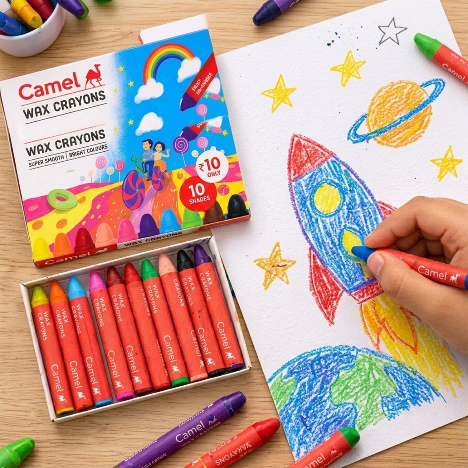 Camel Wax Crayons 10 Shades