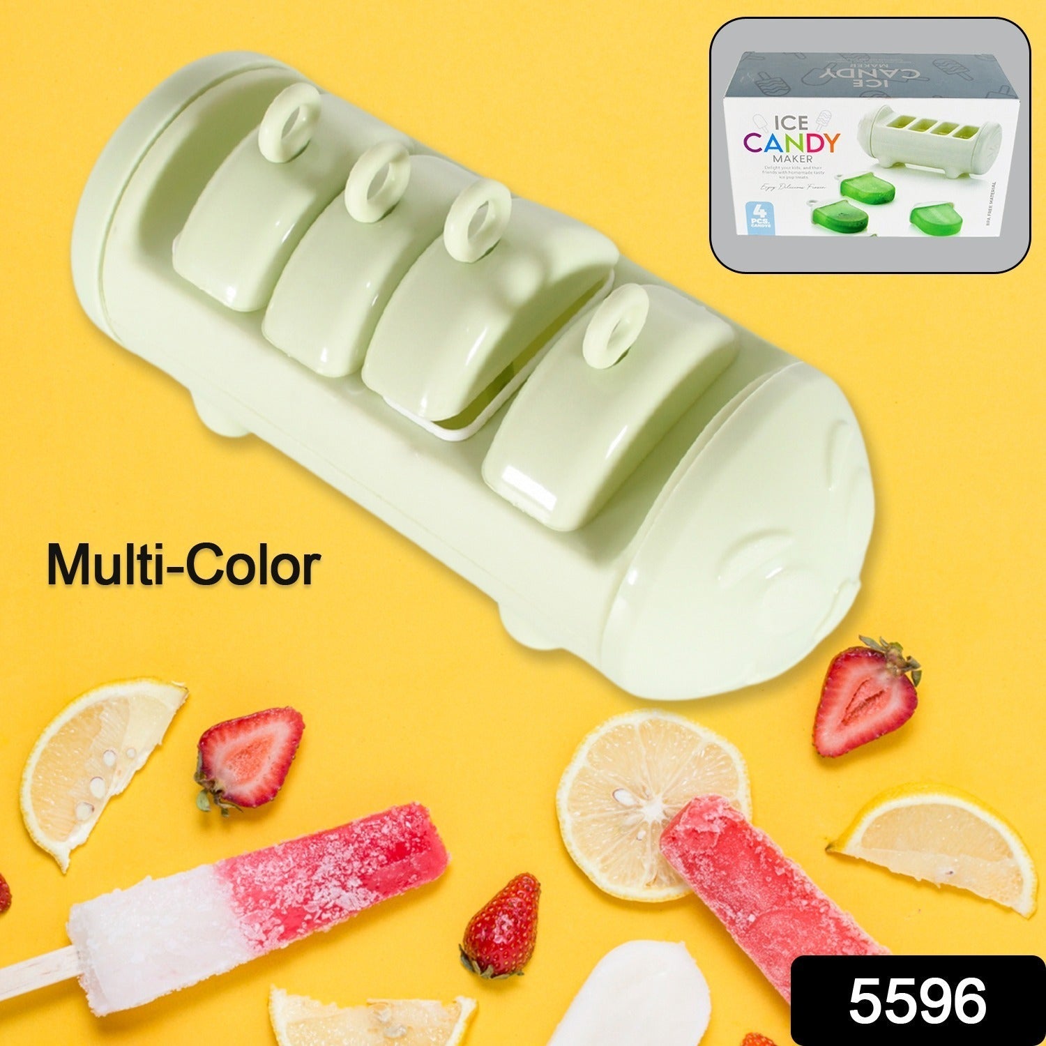 Cartoon Ice Candy Mold â€“ 4-Cup Multicolor Set (1 Pc)