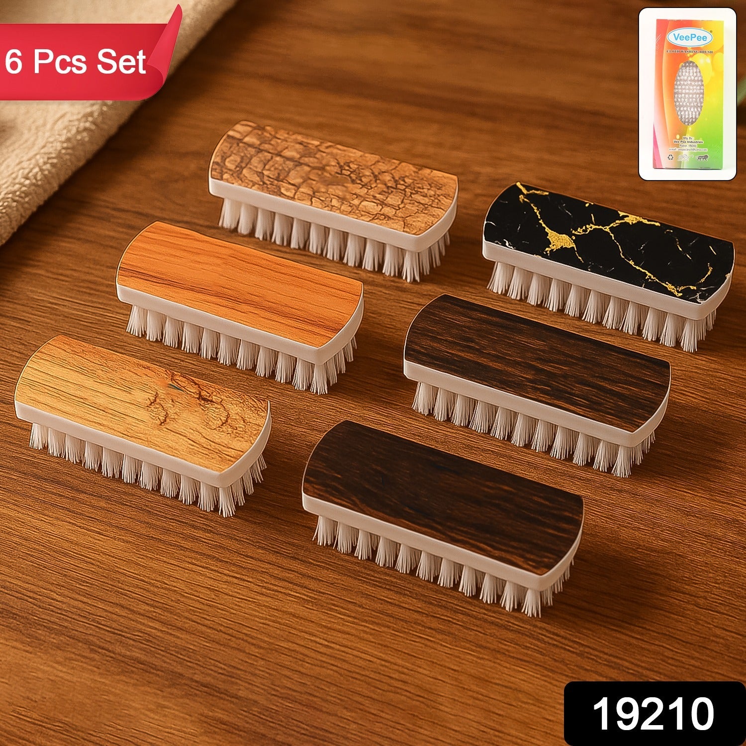 VeePee 6 Pcs Heavy-Duty Laundry Scrub Brush Set